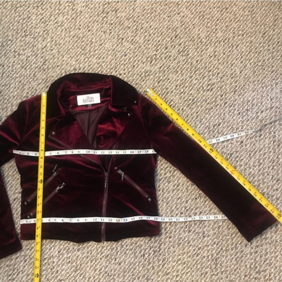 Badgley Mischka Burgundy Velvet Moto Jacket Small - Picture 4 of 12